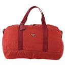 PRADA Boston Bag Nylon 2way Red Silver Auth 182110-13