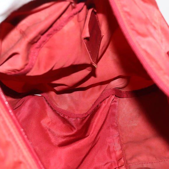 PRADA Boston Bag Nylon 2way Red Silver Auth 182110