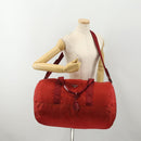 PRADA Boston Bag Nylon 2way Red Silver Auth 182110-25