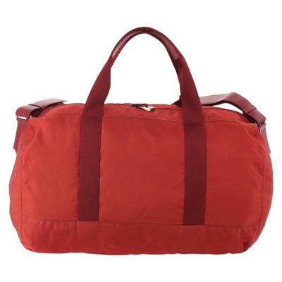 PRADA Boston Bag Nylon 2way Red Silver Auth 182110 - 0