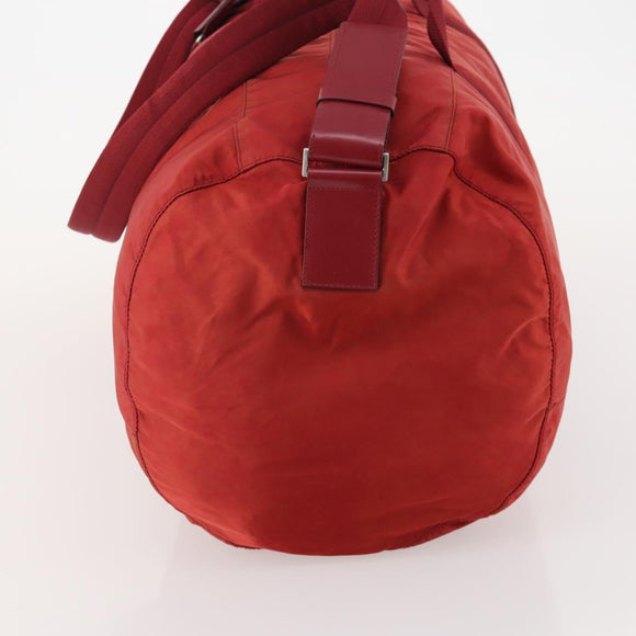 PRADA Boston Bag Nylon 2way Red Silver Auth 182110