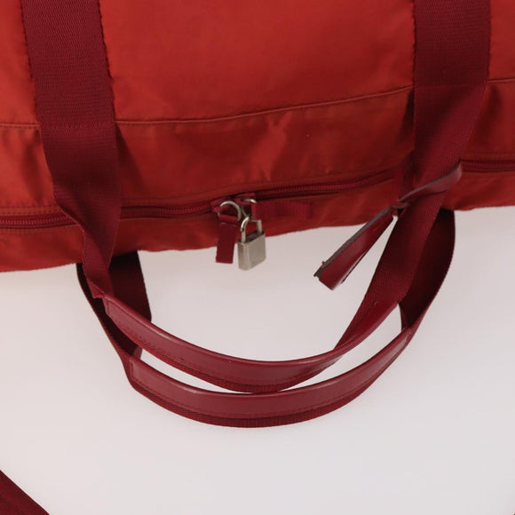 PRADA Boston Bag Nylon 2way Red Silver Auth 182110