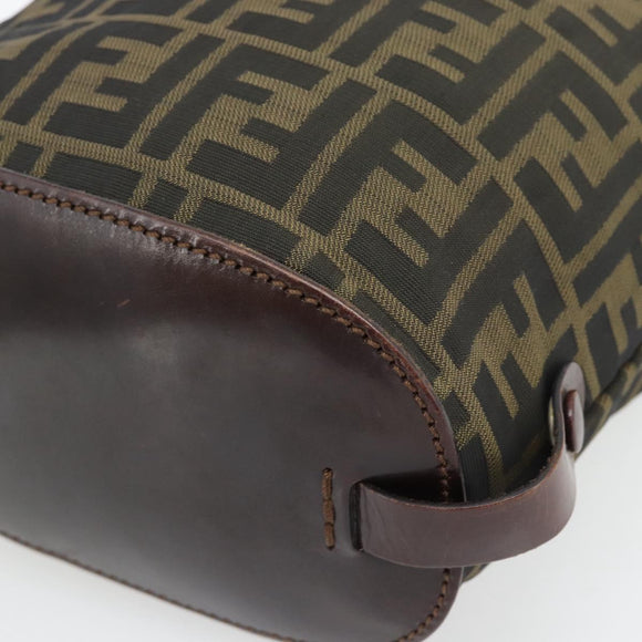FENDI Zucca Canvas Hand Bag Black Brown Auth 182111