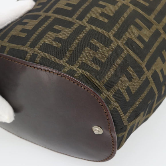 FENDI Zucca Canvas Hand Bag Black Brown Auth 182111