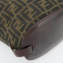 FENDI Zucca Canvas Hand Bag Black Brown Auth 182111-16