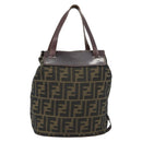 FENDI Zucca Canvas Hand Bag Black Brown Auth 182111-13