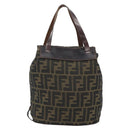 FENDI Zucca Canvas Hand Bag Black Brown Auth 182111-2