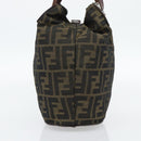 FENDI Zucca Canvas Hand Bag Black Brown Auth 182111-3