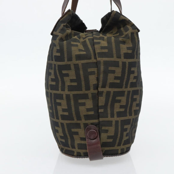 FENDI Zucca Canvas Hand Bag Black Brown Auth 182111