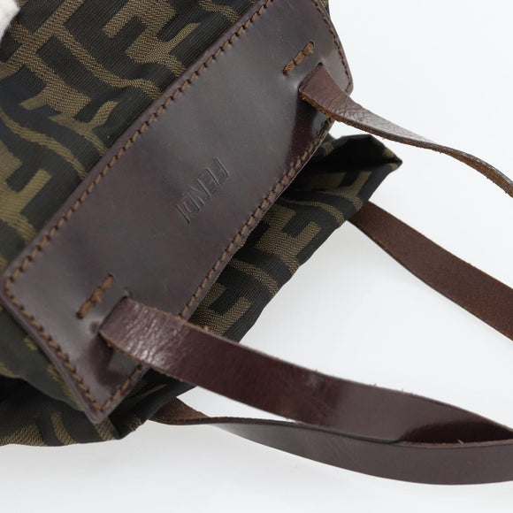FENDI Zucca Canvas Hand Bag Black Brown Auth 182111