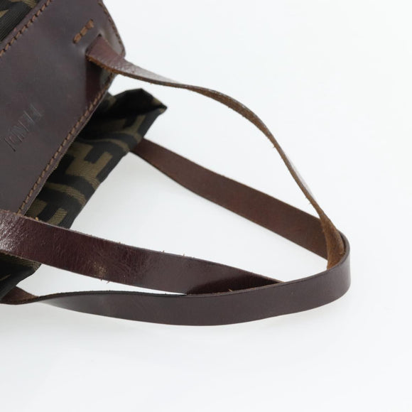 FENDI Zucca Canvas Hand Bag Black Brown Auth 182111