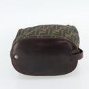 FENDI Zucca Canvas Hand Bag Black Brown Auth 182111-5