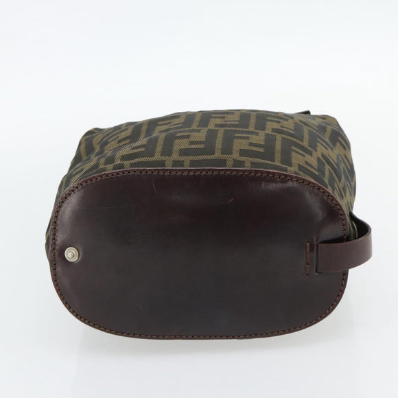 FENDI Zucca Canvas Hand Bag Black Brown Auth 182111