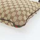 GUCCI GG Canvas Web Sherry Line Shoulder Bag Beige Gold Red 144388 Auth 182113A-9