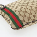 GUCCI GG Canvas Web Sherry Line Shoulder Bag Beige Gold Red 144388 Auth 182113A-14