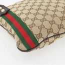 GUCCI GG Canvas Web Sherry Line Shoulder Bag Beige Gold Red 144388 Auth 182113A-16