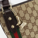 GUCCI GG Canvas Web Sherry Line Shoulder Bag Beige Gold Red 144388 Auth 182113A-17