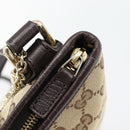 GUCCI GG Canvas Web Sherry Line Shoulder Bag Beige Gold Red 144388 Auth 182113A-10