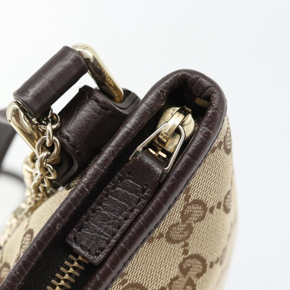 GUCCI GG Canvas Web Sherry Line Shoulder Bag Beige Gold Red 144388 Auth 182113A
