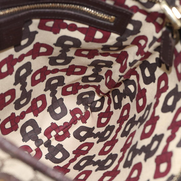 GUCCI GG Canvas Web Sherry Line Shoulder Bag Beige Gold Red 144388 Auth 182113A