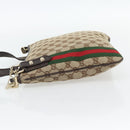 GUCCI GG Canvas Web Sherry Line Shoulder Bag Beige Gold Red 144388 Auth 182113A-3
