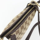 GUCCI GG Canvas Web Sherry Line Shoulder Bag Beige Gold Red 144388 Auth 182113A-6