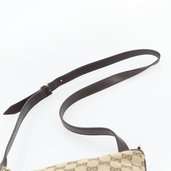 GUCCI GG Canvas Web Sherry Line Shoulder Bag Beige Gold Red 144388 Auth 182113A