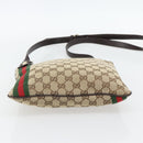 GUCCI GG Canvas Web Sherry Line Shoulder Bag Beige Gold Red 144388 Auth 182113A-5