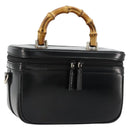 GUCCI Bamboo Vanity Hand Bag Leather Black Silver 013 2122 2490 Auth 182121-1