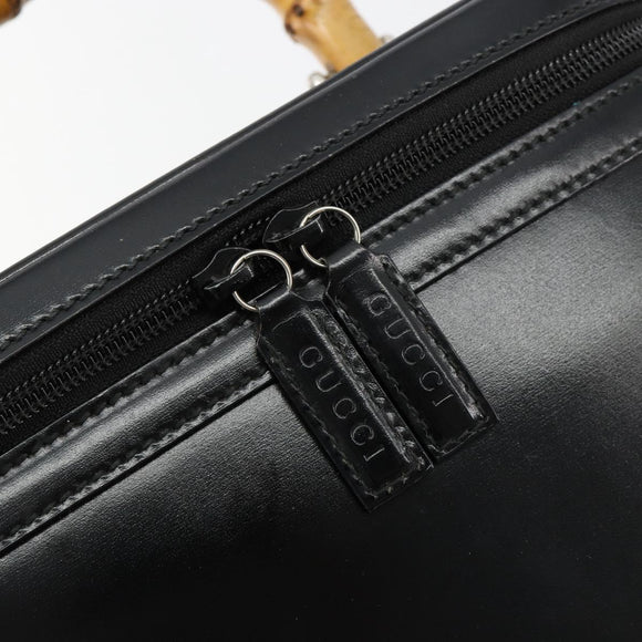 GUCCI Bamboo Vanity Hand Bag Leather Black Silver 013 2122 2490 Auth 182121