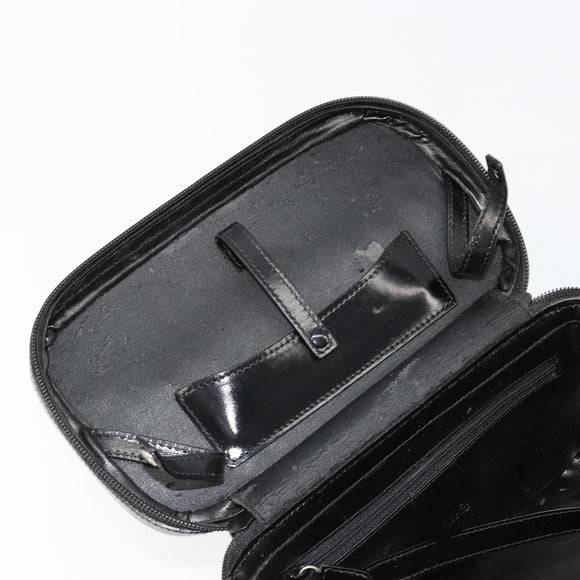 GUCCI Bamboo Vanity Hand Bag Leather Black Silver 013 2122 2490 Auth 182121