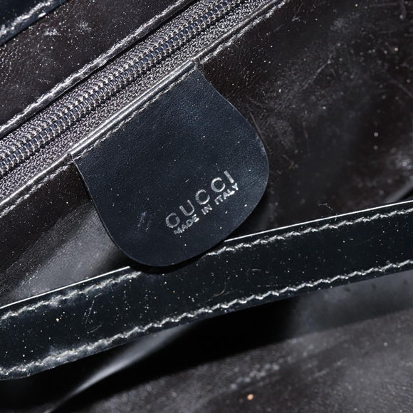 GUCCI Bamboo Vanity Hand Bag Leather Black Silver 013 2122 2490 Auth 182121