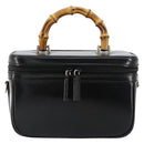 GUCCI Bamboo Vanity Hand Bag Leather Black Silver 013 2122 2490 Auth 182121-13