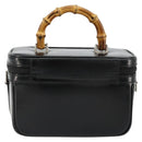 GUCCI Bamboo Vanity Hand Bag Leather Black Silver 013 2122 2490 Auth 182121-2