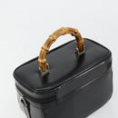GUCCI Bamboo Vanity Hand Bag Leather Black Silver 013 2122 2490 Auth 182121-6