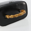 GUCCI Bamboo Vanity Hand Bag Leather Black Silver 013 2122 2490 Auth 182121-7
