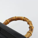 GUCCI Bamboo Vanity Hand Bag Leather Black Silver 013 2122 2490 Auth 182121-8