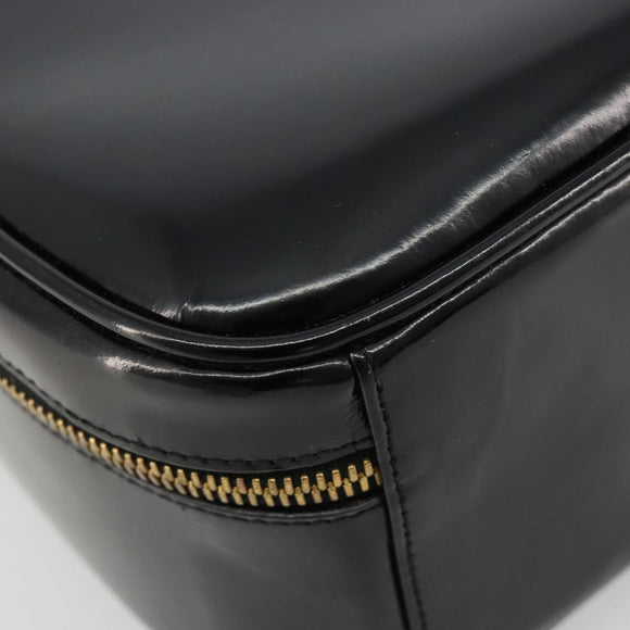 GUCCI Bamboo Vanity Handtas Lakleer Zwart Goud Auth 182122