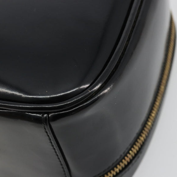 GUCCI Bamboo Vanity Handtas Lakleer Zwart Goud Auth 182122
