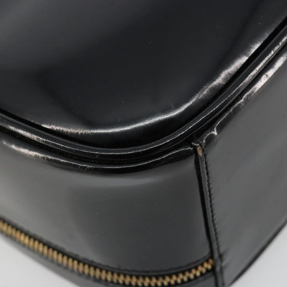 GUCCI Bamboo Vanity Handtas Lakleer Zwart Goud Auth 182122