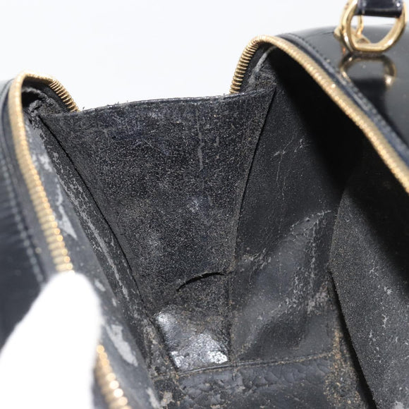 GUCCI Bamboo Vanity Handtas Lakleer Zwart Goud Auth 182122
