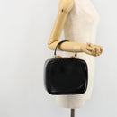 GUCCI Bamboo Vanity Handtas Lakleer Zwart Goud Auth 182122-21