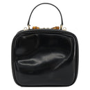 GUCCI Bamboo Vanity Handtas Lakleer Zwart Goud Auth 182122-3