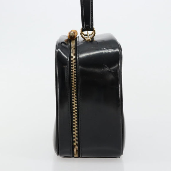 GUCCI Bamboo Vanity Handtas Lakleer Zwart Goud Auth 182122