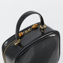 GUCCI Bamboo Vanity Handtas Lakleer Zwart Goud Auth 182122-6