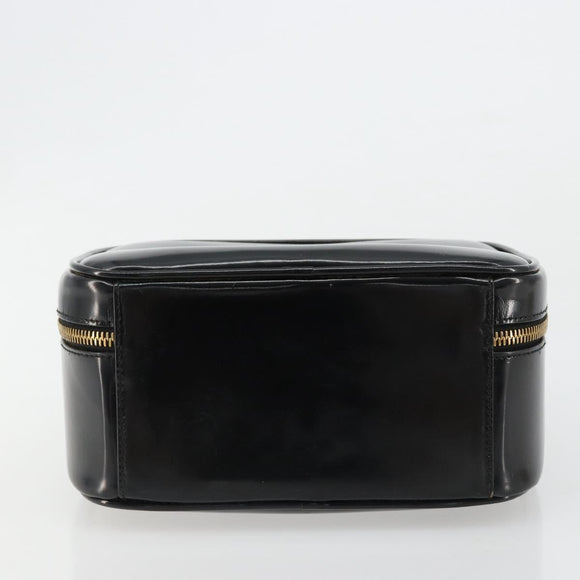 GUCCI Bamboo Vanity Handtas Lakleer Zwart Goud Auth 182122