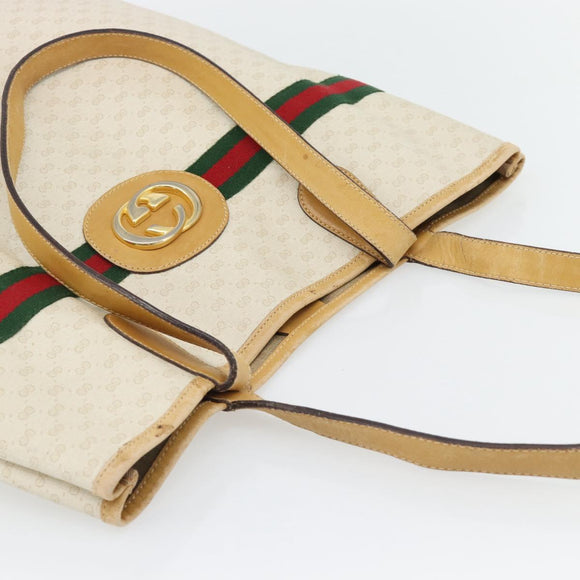 GUCCI Micro GG Supreme Web Sherry Line Bag PVC White 002 904 0131 Auth 182124