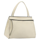 CELINE Handtasche Leder Weiß Silber Auth-1