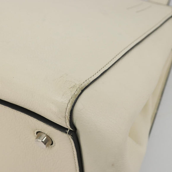 CELINE Handtasche Leder Weiß Silber Auth