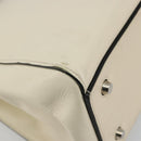 CELINE Handtasche Leder Weiß Silber Auth-14